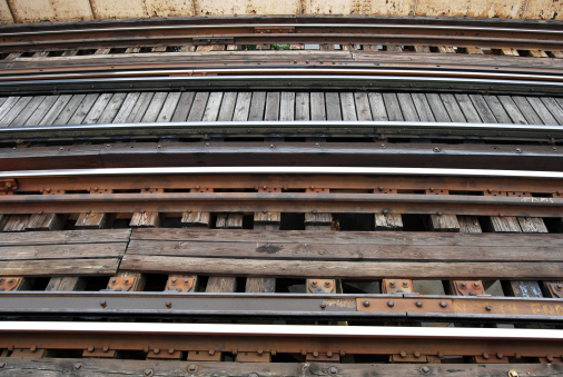 Close up of the tracks on Chicago's Elevated Railway, also known as \