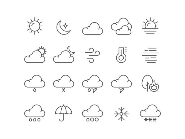 ilustrações de stock, clip art, desenhos animados e ícones de weather icons - weather meteorologist meteorology symbol
