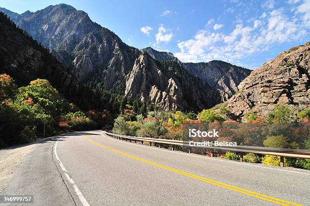 Road Leads To Mountains Stock Photo - Download Image Now - Aspen Tree, Autumn, Bush
