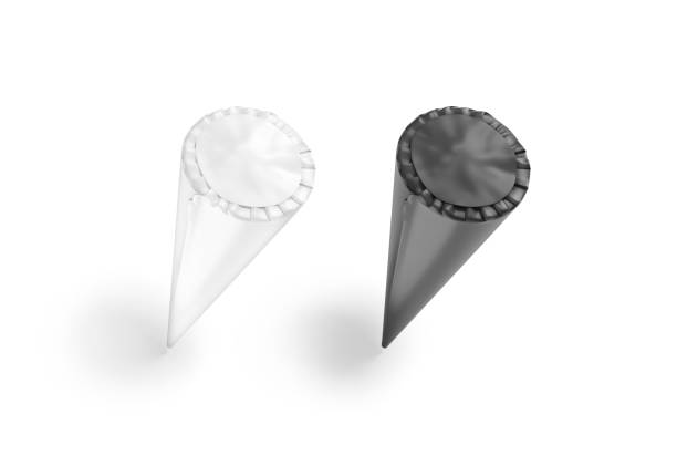 istock Blank black and white ice cream cone pack mockup, isolated 1469997647