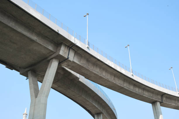 istock Elevated expressway during a sunny day .  highway overpass against blue sky .  Motorway viaduct interchange 1469999093