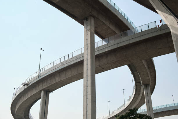 istock Elevated expressway during a sunny day .  highway overpass against blue sky .  Motorway viaduct interchange 1469999094
