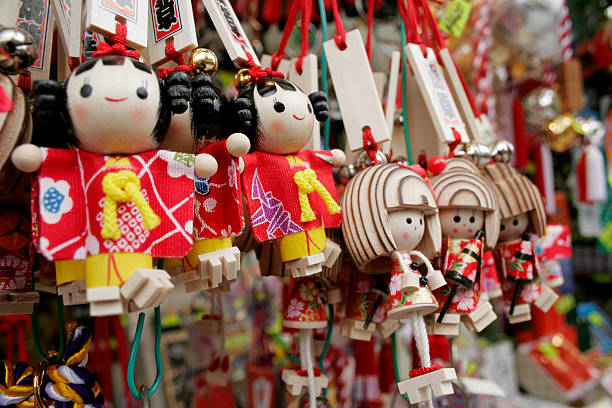 Japanese Dolls on key rings stock photo