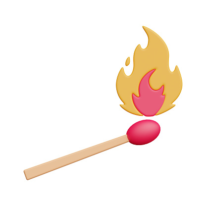 Matchstick 3d realistic object design vector icon illustration