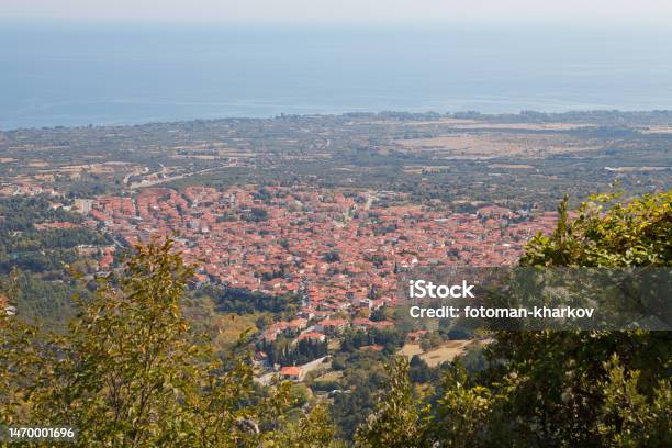 Aerial View Of Traditional Mediterranian Village Macedonia Greece Stock Photo - Download Image Now