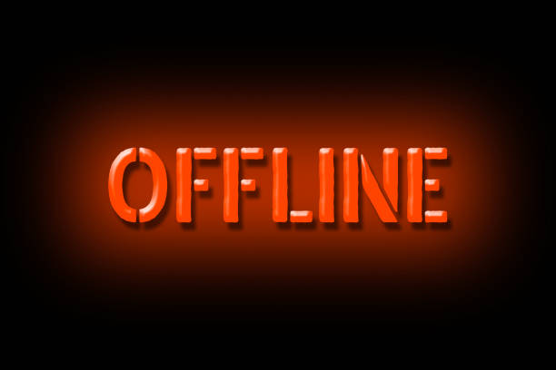 istock Offline. Red neon sign isolated on a black background. Business. Lifestyle. Design element. 1470003162
