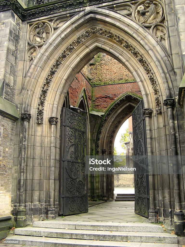 Gothic entrance The entrance of an old gothic cathedral Cathedral Stock Photo