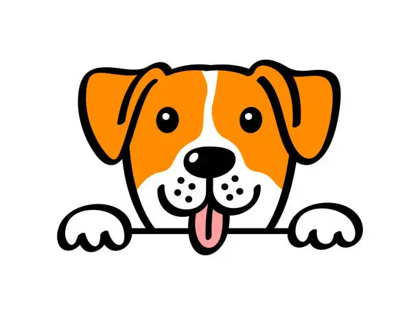 Vector illustration of Peeking dog
