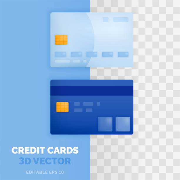 istock TWO VARIANT CREDIT CARDS vector illustration in 3d glossy and plastic style. For financial and banking purposes such as savings, debt, loans. 1470012531