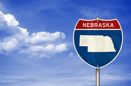 Nebraska state map - road sign