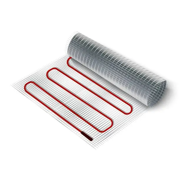 Vector illustration of realistic vector icon illustration electric floor heating roll.