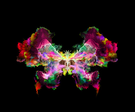 Abstract painted butterfly, digital and watercolor painting