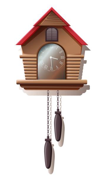 istock realistic vector icon illustration of wall vintage watch in wood with kuku, old fashioned. Isolated on white background. 1470014976