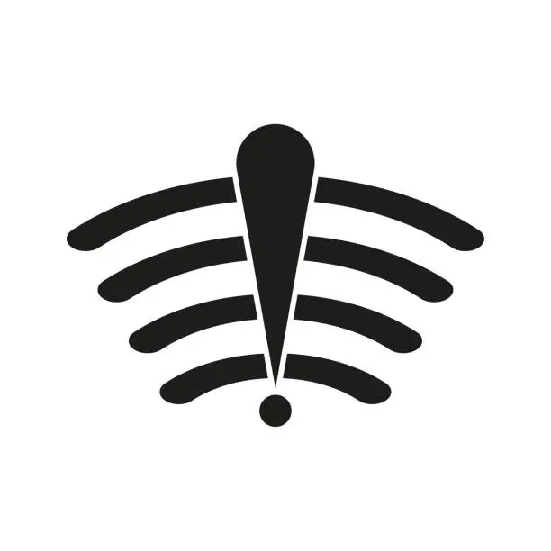 Vector illustration of wifi exclamation mark icon. Vector illustration.