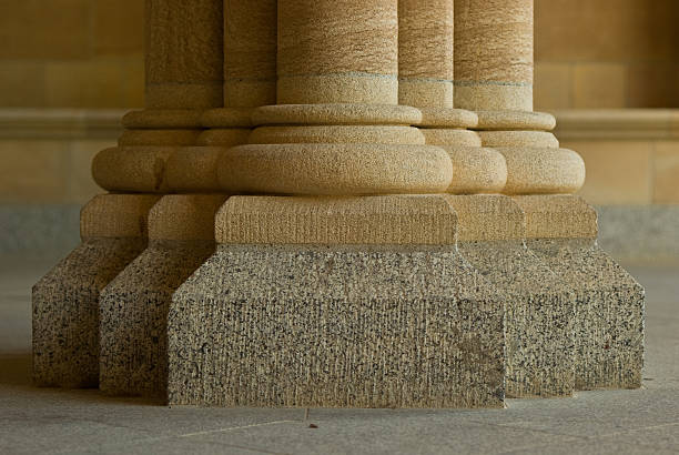 Sandstone Columns on Granite Bases St John's Anglican Cathedral, Brisbane five columns stock pictures, royalty-free photos & images