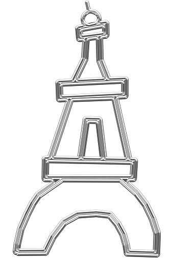 Dancing Eiffel Tower illustration, chrome lines