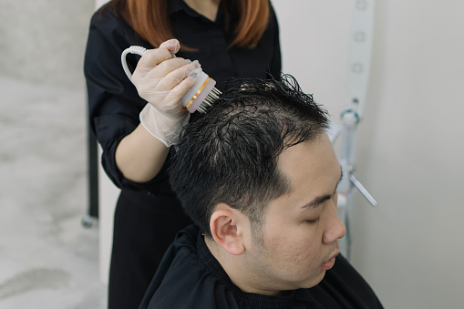 Modern hair loss solutions with scalp treatment.