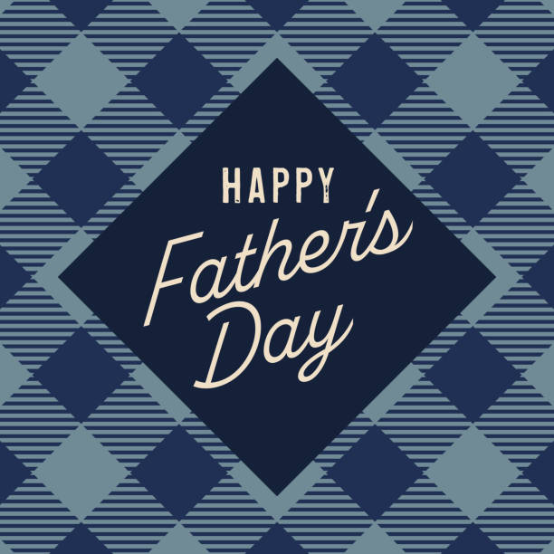 stockillustraties, clipart, cartoons en iconen met happy father's day graphic with plaid motif - fathers day