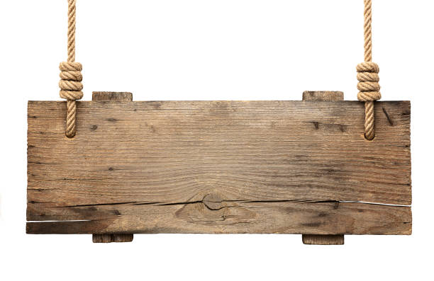 istock Wooden sign hanging on a rope 1470020986