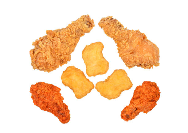 istock Fried chicken, Spicy chicken and nuggets isolated on white 1470021111