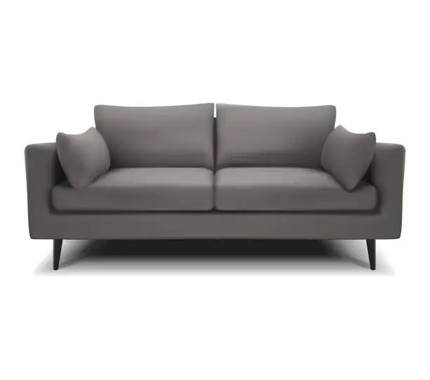 Vector illustration of realistic vector gray sofa, couch on a white background. Isolated.