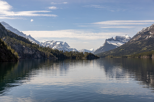 Reflection of Lake Chelan in North Cascades\nStehekin, Lake Chelan National Recreation Area