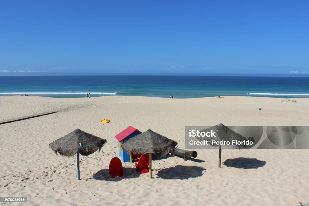 Parasol straw parasol Beach Stock Photo
