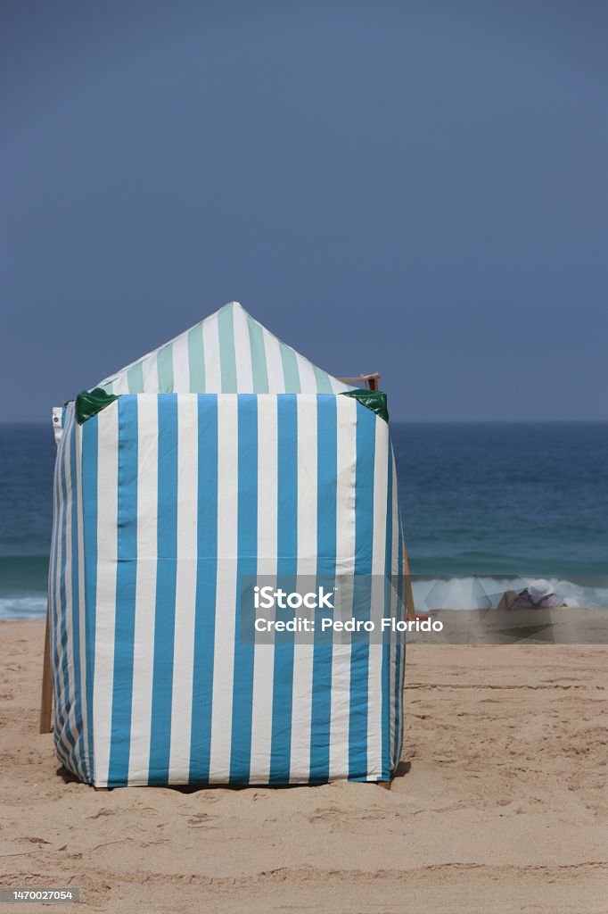 Beach Hut On the beaches of northern Portugal, the tradition of using beach huts has always been strong, mainly as a form of shelter from the north winds. Beach Stock Photo