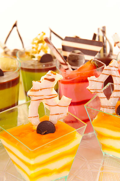 Assorted colorful desserts stock photo