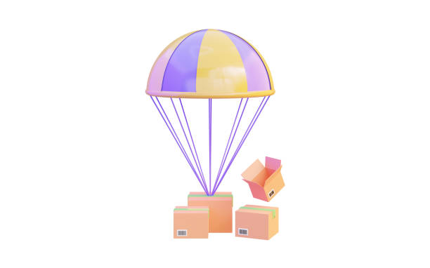 istock parachute icon with parcel box on white background 3d render concept for parcel delivery 1470028361