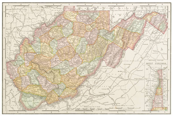 Map of the state of West Virginia, USA 1899