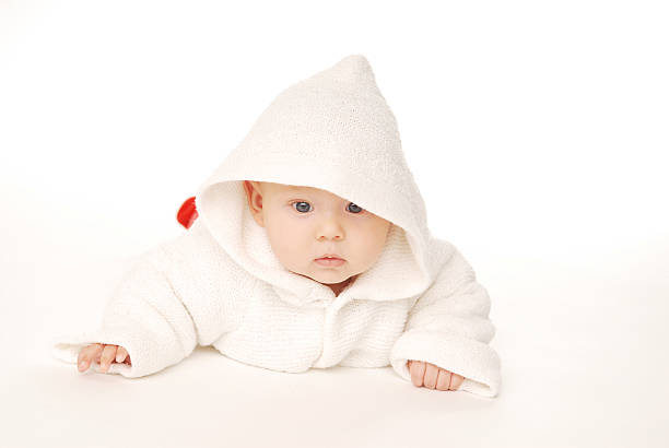 Baby in hood stock photo