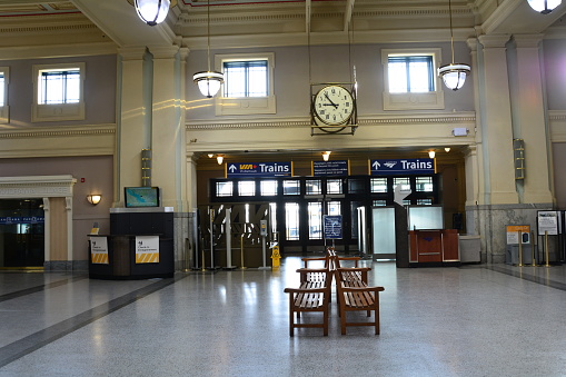 Interior of the bus depot in Vancouver BC, Canada