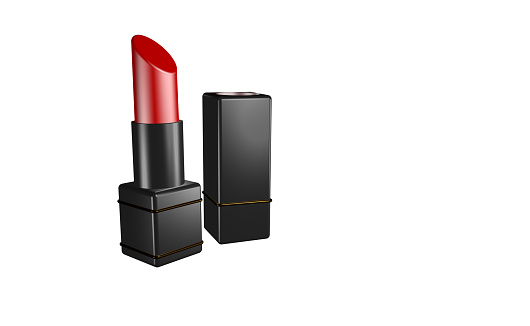 3d render of a red lipstick with cap on white bacground