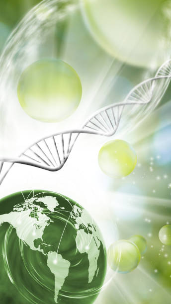 istock image of the planet Earth against the background of stylized DNA chains. 3d- image 1470031424