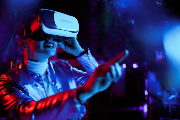 istock smiling modern female in virtual reality goggles 1470031567
