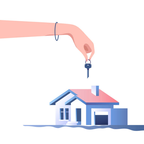 부동산 개념입니다. 집을 구입, 임대 또는 임대하십시오. 벡터 그림입니다. - home finances illustrations stock illustrations