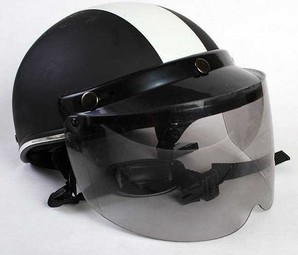 istock Black and White Scooter Skull Helmet 147003905