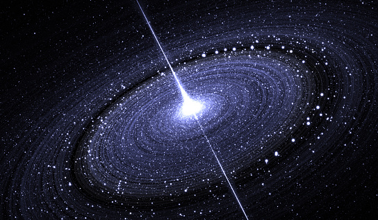 Starry disk around supermassive black hole, illustration