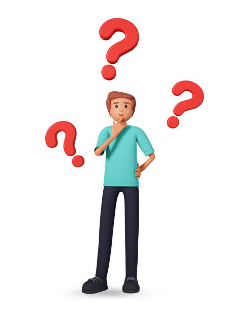istock 3D illustration of young man and three question marks around him. Man character hesitatingly looking at question marks 3d illustration isolated on white background 1470046850