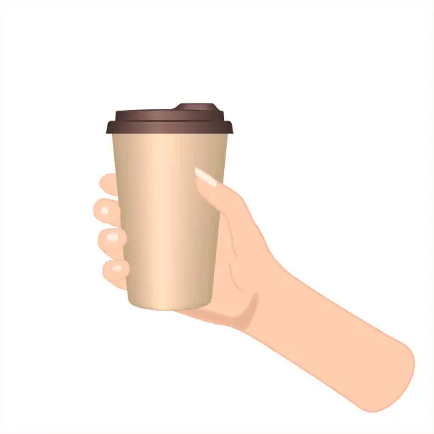 Vector illustration of Coffee cup in woman hand.