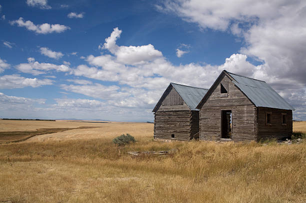 istock weathered idaho sheds under a well-balanced sky 147005083
