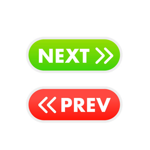 Next and previous button. Prev, next icon. Web buttons with arrows prev and next. Concept of easy opening new site tab or page and two user interface element. Vector illustration Next and previous button. Prev, next icon. Web buttons with arrows prev and next. Concept of easy opening new site tab or page and two user interface element. Vector illustration Former stock illustrations