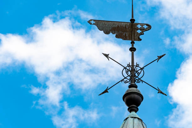 compass, cloudy, blue sky, weather vane