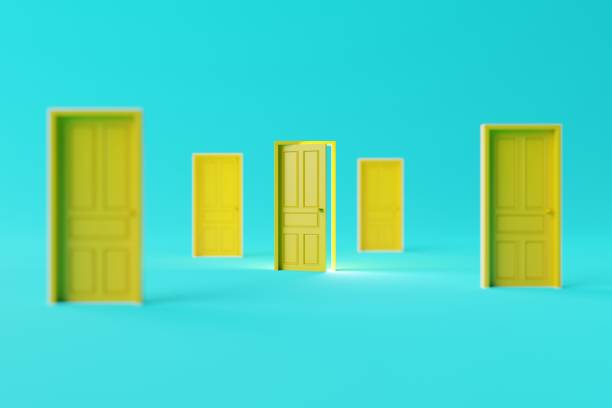 istock Lots of closed doors and one open. 1470052667