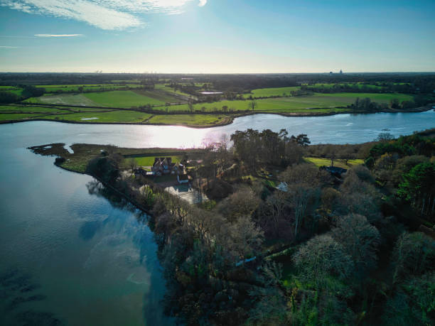 Deben River drone view stock photo