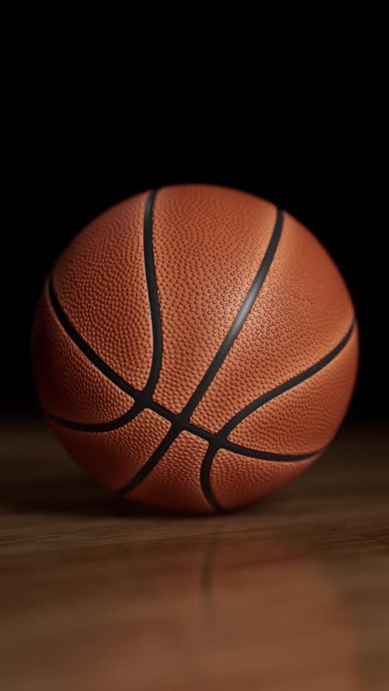 Panning Camera Over Basketball on Court