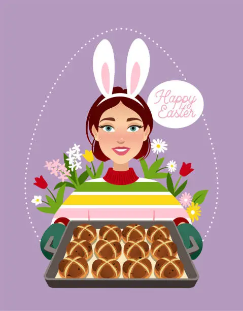 Vector illustration of Hot cross buns for Easter