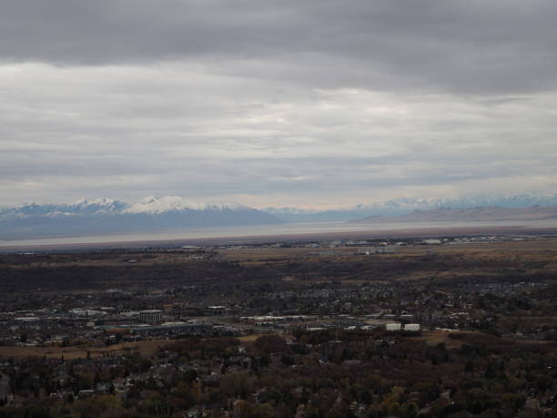 istock Mountain and city view from ogden canyon 1470055203