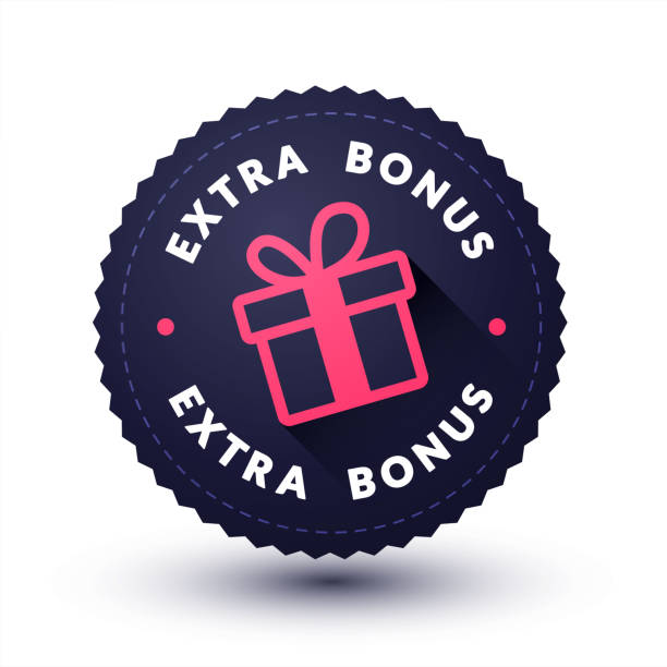 torba z ikoną prezentu i tekstem dodatkowy bonus - premia stock illustrations
